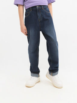 20110440037, Брюки джинсовые детские для мальчиков Cobb темно-синий Acoola фото 4