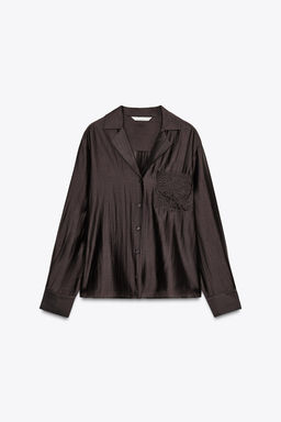ZW COLLECTION EMBROIDERED POCKET SHIRT - Zara фото 7