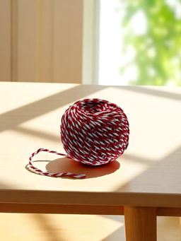 Шнур хлопчатобумажный Шпагат длина 100 м, d=2 мм, красно-белый