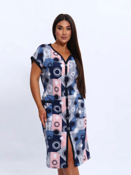 Халат женский, цвет синий белый розовый