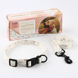 Набор Мрамор, застёжка - фастекс, поводок 2 м и ошейник 28-46 см