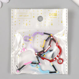 Цена за 4 шт. Карабин металл с кольцом «Кошечка с ошейником», 3.4×3.3 см, МИКС