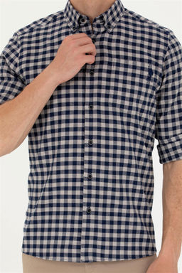Мужская темно-синяя рубашка в клетку в клетку - U.s. polo assn фото 6