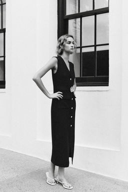 BELTED CREPE MIDI DRESS - Zara фото 4