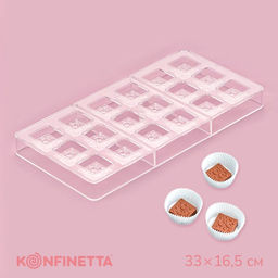Форма для конфет и шоколада KONFINETTA Пористый шоколад, 33?16.5?2.5 см, 18 ячеек 3?3?1 см, прозрачная