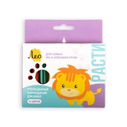 Лео Расти Набор цветных трехгранных коротких карандашей джамбо LTJS-12 заточенный 12 х 12 цв