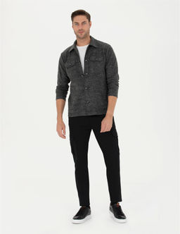 Siyah Slim Fit Kanvas Pantolon