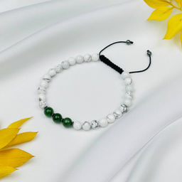 Браслет регулируемый мужской из Говлита и Нефрита Анахата