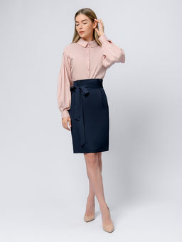 УЦЕНКА. Юбка темно-синяя длины мини с поясом - 1001dress фото 2