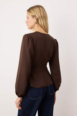 Trendyolmilla K?rm?z? Kruvaze Baglama Detayl? Dokuma Bluz TWOAW20BZ1089  фото 19