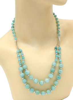 Колье двойное шарики 6-10мм, цв.амазонит, 50см