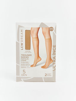 5 Denye Kad?n Ultra ?nce Diz Alt? ?orap 2li