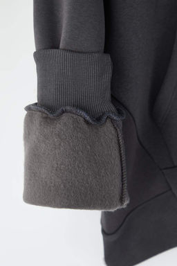 Teen Antrasit Kal?n Ici Polarl? Kapusonlu Cepli Asimetrik Orme Sweatshirt TWOAW26SW00113 - Trendyolmilla фото 2