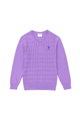 Базовый свитер сиреневого цвета для девочки