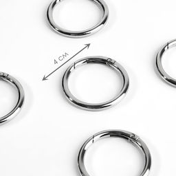 Цена за 100 шт. Кольцо-карабин, d=32/40 мм, толщина - 4 мм, цвет серебряный