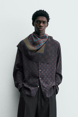 LIMITED EDITION POLKA DOT SCARF FLOWING SHIRT - Zara фото 2
