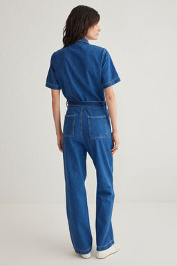 TRENDYOLMILLA Mavi Cep Detayl? Kemerli K?sa Kollu Denim Tulum TWOSS25TU00003  фото 5