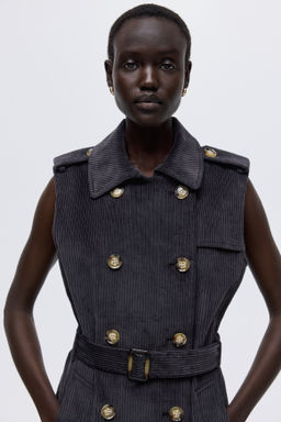 Sleeveless corduroy trench coat - H&m фото 3