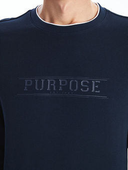 Bisiklet Yaka Bask?l? Erkek Sweatshirt