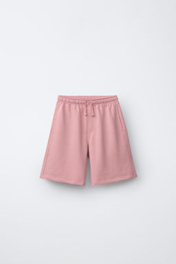 CONJUNTO CAMISETA Y BERMUDA TEXTO / Rosa lavado