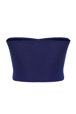 Trendyolmilla Ekru Fitted Straplez Yaka Crop Esnek Orme Bluz TWOSS24BZ00055  фото 6