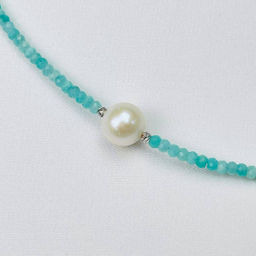 Колье из Амазонита и Жемчуга 38 см +