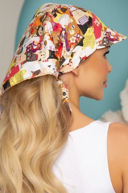 Косынка из натурального хлопка с козырьком (котики, мультиколор) - Lt collection фото 2