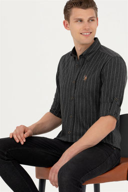 Мужская рубашка антрацитового цвета с длинным рукавом - U.s. polo assn фото 2