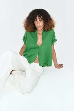 Camisa oversize en mezcla de lino - H&m фото 10