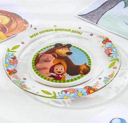 Тарелка Маша и Медведь. Добрый день 19,5 см арт.ММТ195-1 /МФК/  фото 4