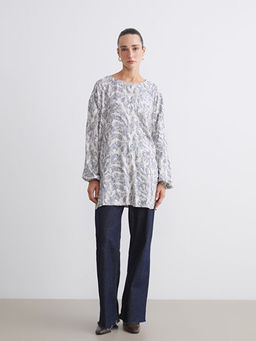 Bisiklet Yaka Desenli Bluz