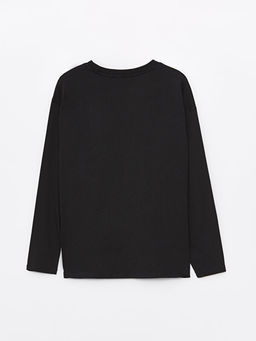 Bisiklet Yaka Wednesday Bask?l? Uzun Kollu K?z ?ocuk Ti??rt - Waikiki фото 2