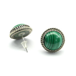 Серьги пусеты (гвоздики) малахит 13мм.
