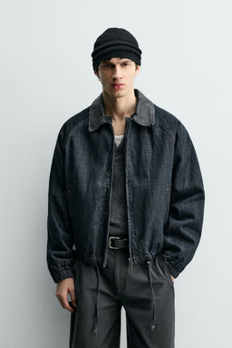 DENIM JACKET WITH CONTRAST COLLAR - Zara фото 2