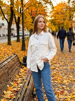 K13307 Джинсовая рубашка БЕЛЫЙ