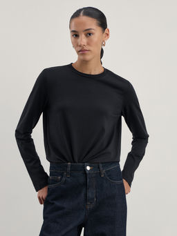 Однотонный базовый лонгслив из хлопка / Zarina