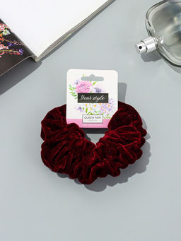 Цена за 2 шт. Резинка для волос «Орбита», джемма бархат, 10 см, бордовая