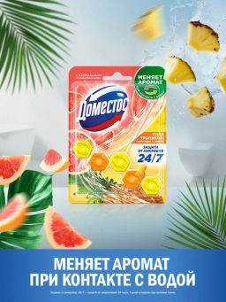 ДОМЕСТОС блок д/очищения унитаза 50гр Сила тропиков