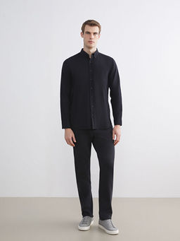 Regular Fit Uzun Kollu Keten Kar???ml? Erkek G?mlek