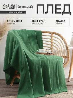 Плед флисовый «Экономь и Я», 150×180 см, 160 г/м², зелёный