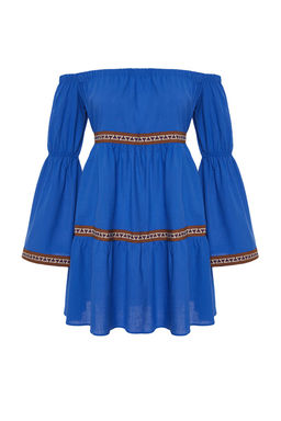 Saks Mini Dokuma F?rf?rl? Plaj Elbisesi TBESS24EL00090 - Trendyolmilla фото 7