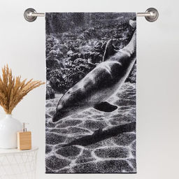 Полотенце махровое Этель ЧБ Дельфин, пестроткань, 70х130 см