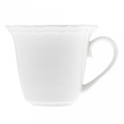 "Совершенство" Чашка фарфоровая 200мл, д8,9см h7,9см, с блюдцем д14,8см h1,5см, глянцевая глазурь, белый, рельефный декор, волнистый край (Китай)