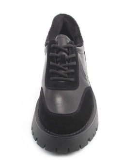 03-XKL23-169R BLACK Полуботинки утепленные женские (натуральная кожа, натуральная замша, байка)