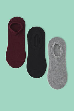 Bordo-Gri-Siyah Bambu 3lu Paket Patik Orme Corap THMSS25CO00005