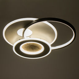 Люстра с ПДУ «Круги»LED 160 Вт чёрно-белый 50.5×46.5×6 см BayerLux