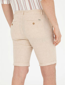 Kahverengi Slim Fit Keten Kar___ml_ Dokuma _ort