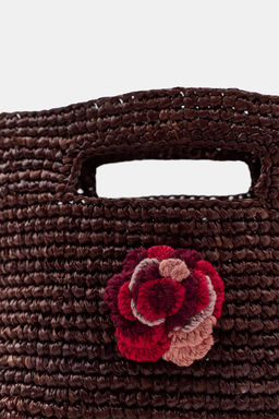MINI BOLSO RAFIA FLOR CROCHET / Marr?n - Zara фото 5