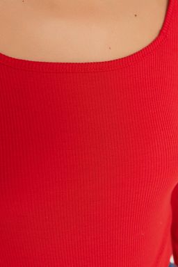 TRENDYOLMILLA Siyah Kare Yaka Uzun Kollu Fitilli Esnek C?tc?tl? Orme Body TWOAW21BD0022  фото 3