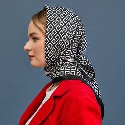 Платок с принтом G (черно-белый), 90х90